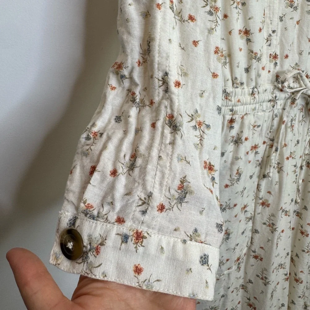 American Eagle white floral linen blend jumpsuit size medium - Picture 5 of 11